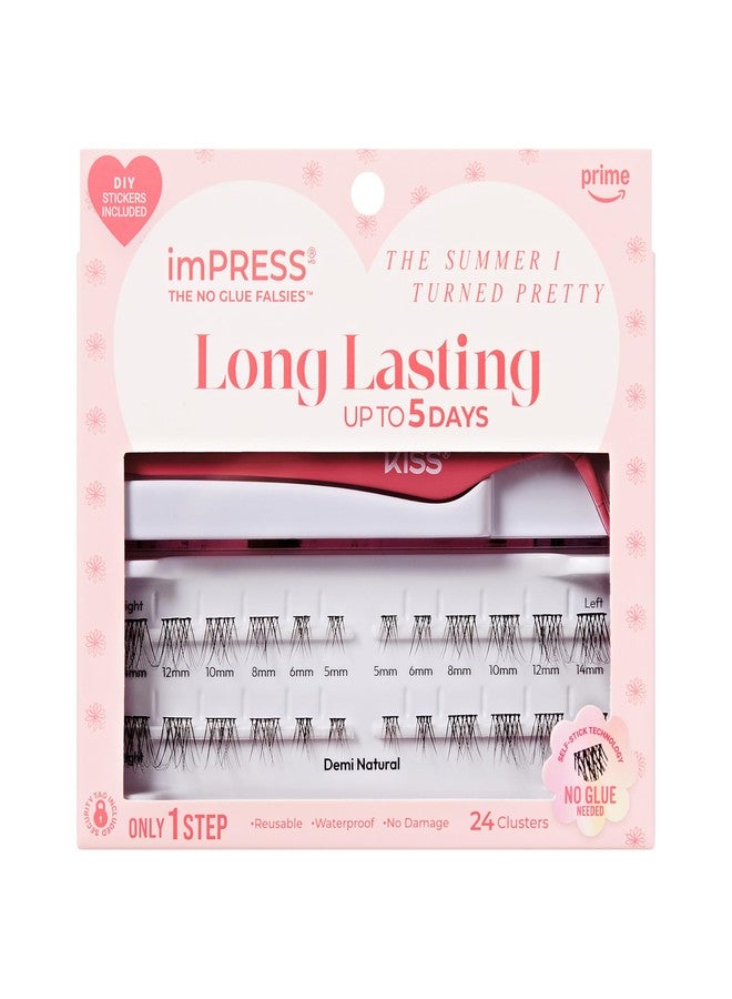 إمبريس | رموش اصطناعية ذاتية اللصق تدوم طويلاً من ذا سمر آي تيرند بريتي، لون "ديمي ناتشورال"، 24 مجموعة رموش طبيعية كثيفة، من 5 مم إلى 14 مم، أداة تطبيق غير لاصقة، ملصقات إضافية، علبة قابلة لإعادة الاستخدام - Image 1